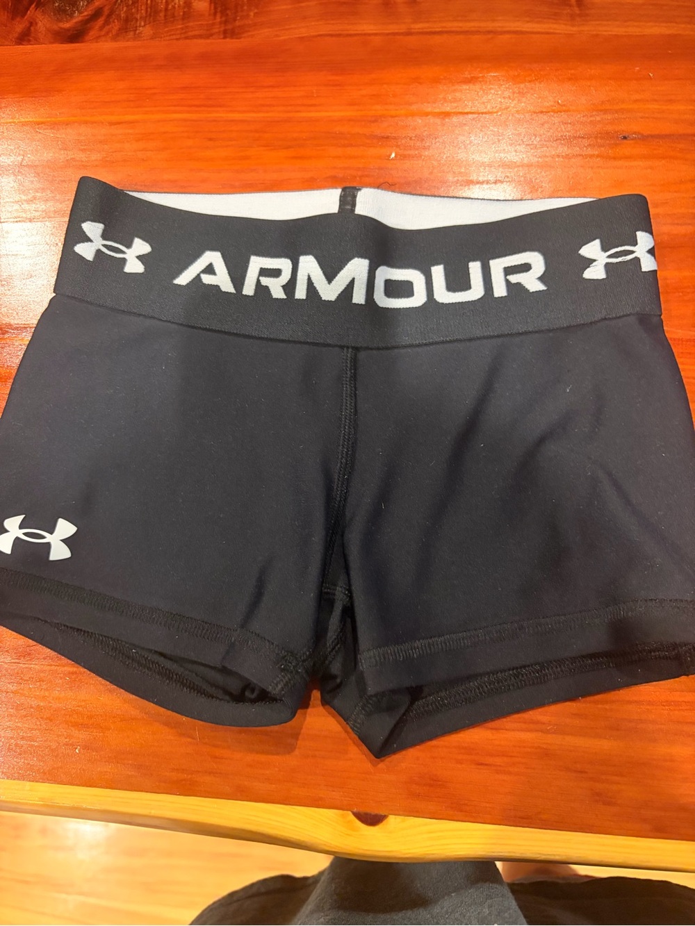 Under Armour Black kids Compression Bike Shorts with White Logo